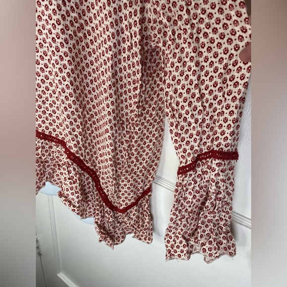 Red Patterned Women's Bohemian Blouse - Picture 2 of 4